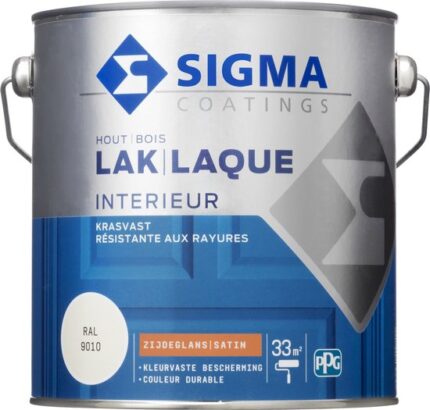 Sigma Houtlak Interieur Mat - Kras- & Slijtvast - Droog na 1 uur - Geurarm - RAL 9010 - Wit - 2,5L